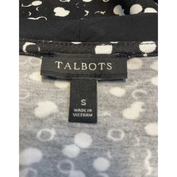 Talbots Top with Tie at Neckline in Black & White Bubble Print Size Small - Picture 6 of 6